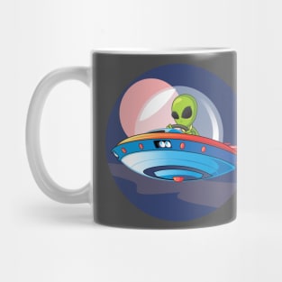 GREEN ALIEN IN UFO SPACE Mug